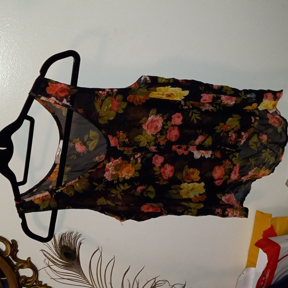 High low floral top